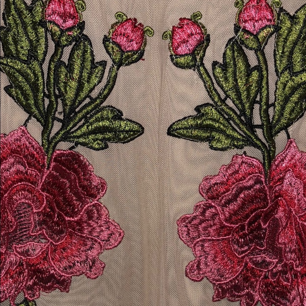 floral embellished body suit